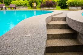 Beautiful pool deck with epoxy coating